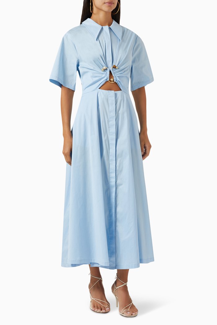 

Calibrate Cut-out Shirt Dress, Blue