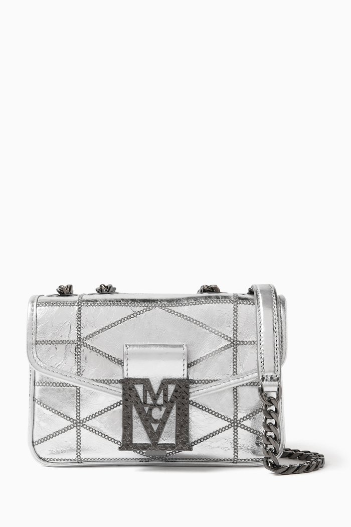 

Mini Travia Quilted Shoulder Bag in Crushed Leather, Silver