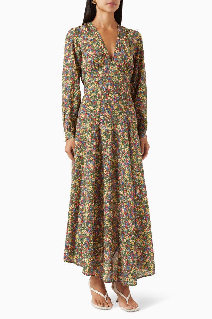 

Charleston Midi Dress in Organic Cotton Blend, Green