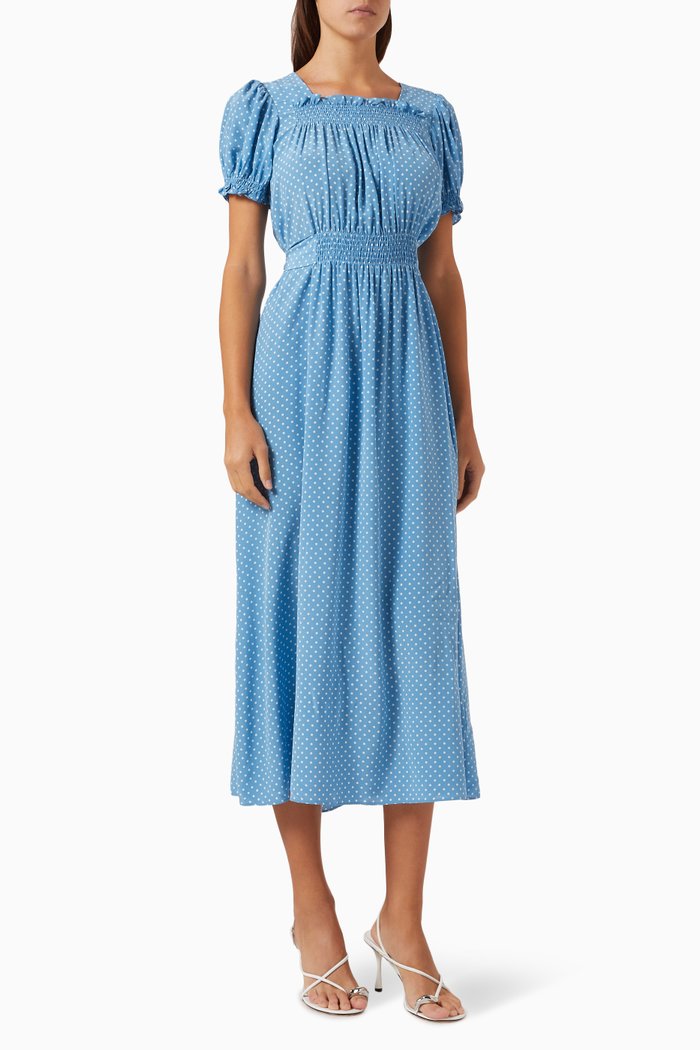 

Castalia Midi Dress in Cotton, Blue