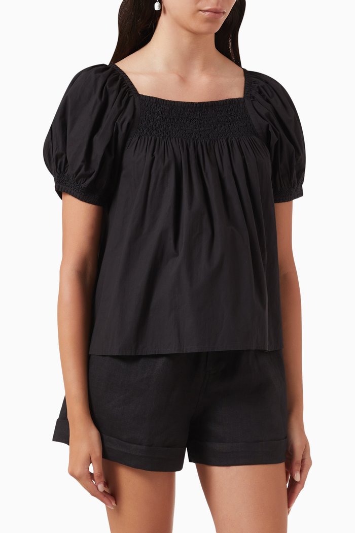 

Gail Smocked Top, Black