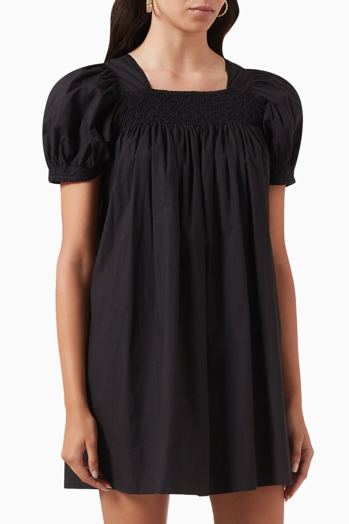 

Earhart Smocked Mini Dress, Black