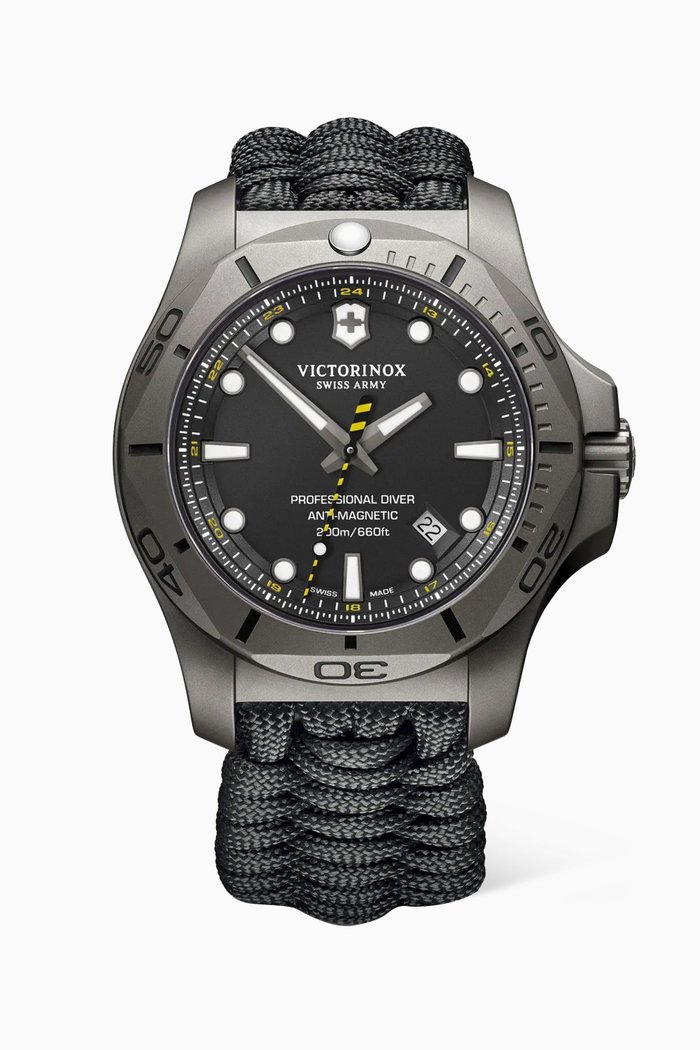 

I.N.O.X. Professional Diver Quartz Titanium & Paracord Watch, 45mm, Black