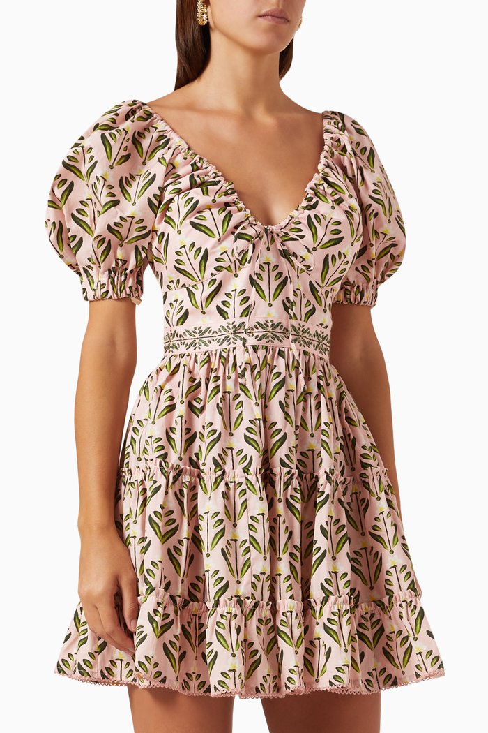 

Manzanilla Margarita Mini Dress in Cotton-poplin, Pink