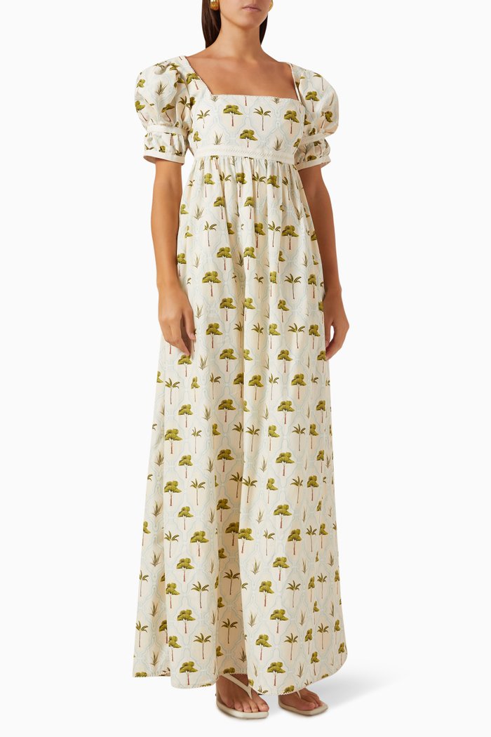 

Pistacho Cocora Maxi Dress in Cotton-poplin, Neutral