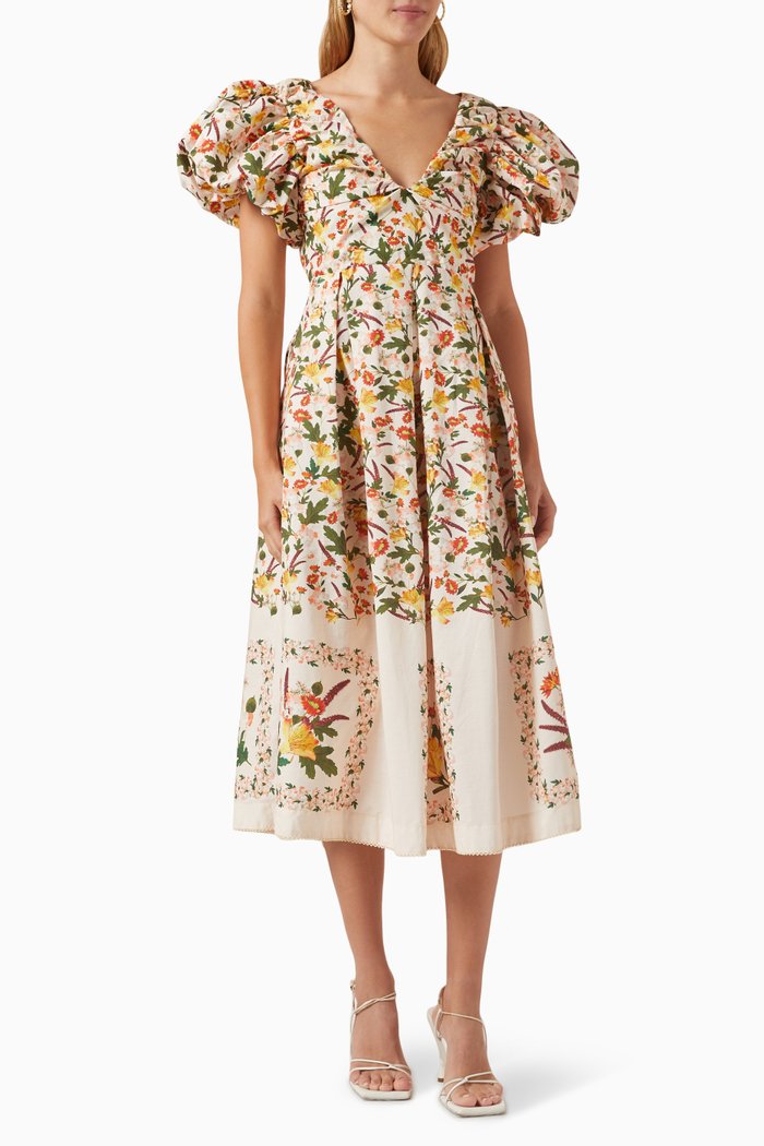 

Chontaduro Clementina Midi Dress in Cotton-poplin, Multicolour