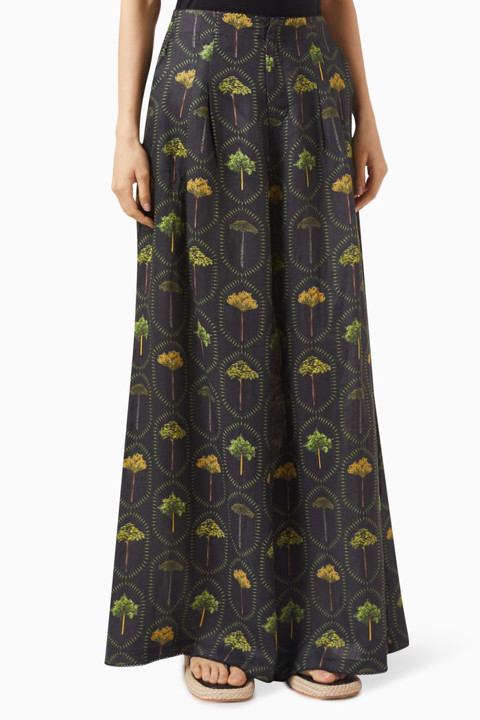 

Piñon Arboled Wide-leg Pants in Linen, Blue