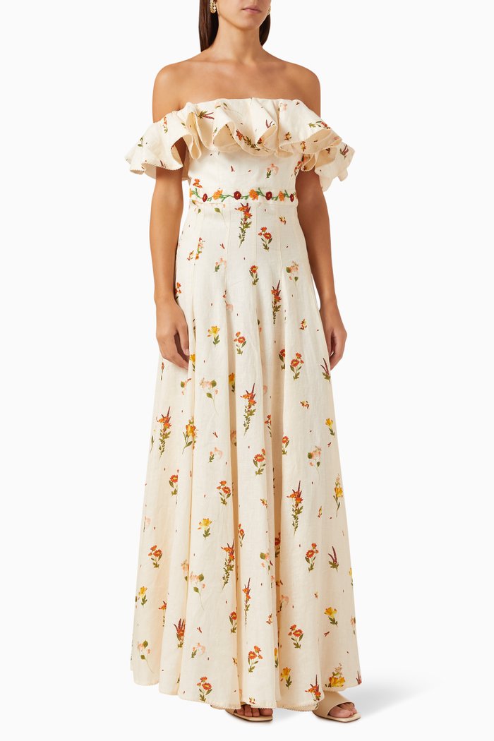 

Oro Clementina Maxi Dress in Linen, Neutral