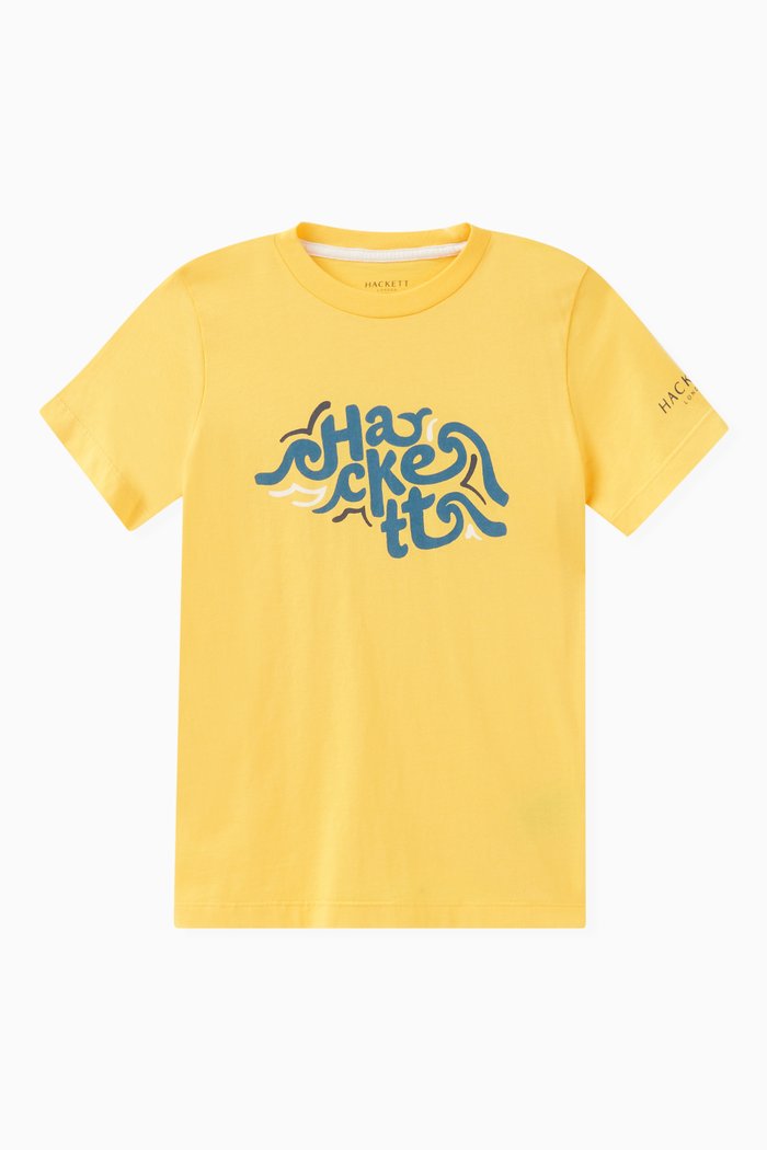 

Wave Logo Print T-shirt in Cotton, Yellow