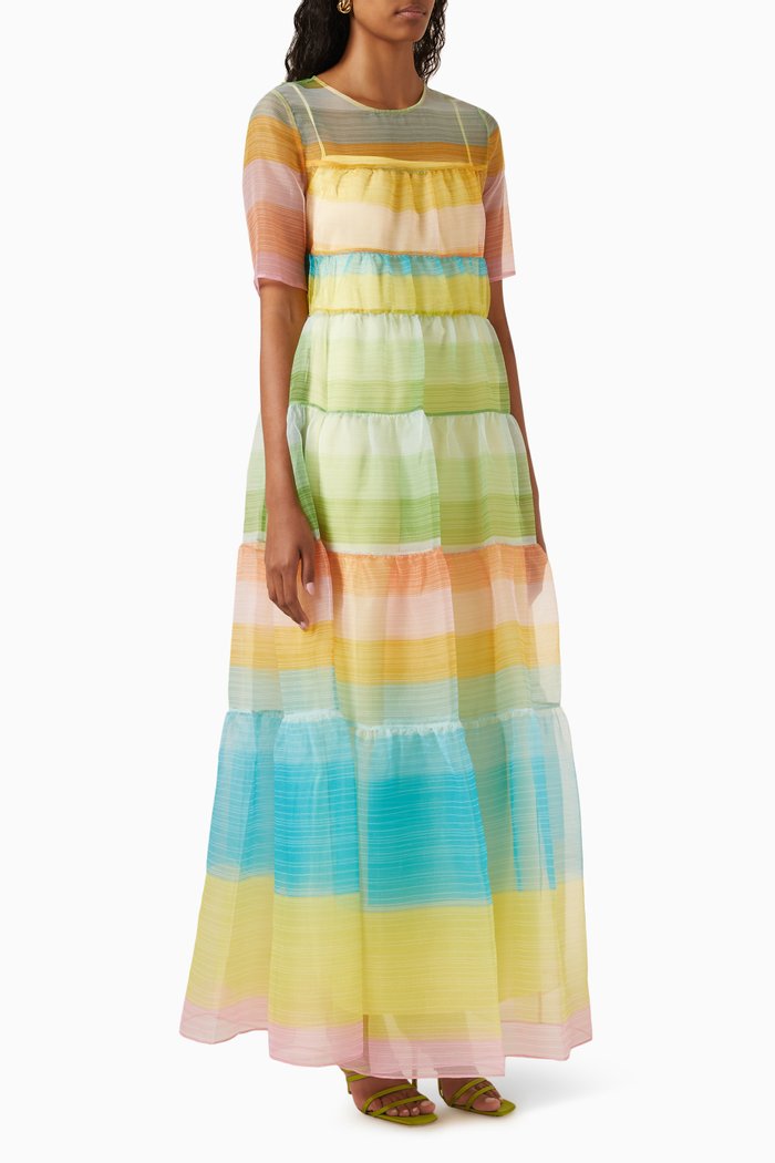 

Hyacinth Maxi Dress in Sheer Organza, Multicolour