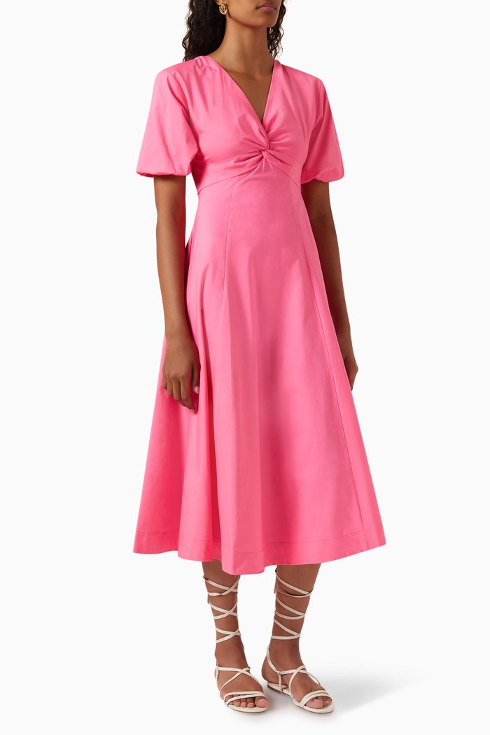 

Finley Midi Dress in Cotton Poplin, Pink