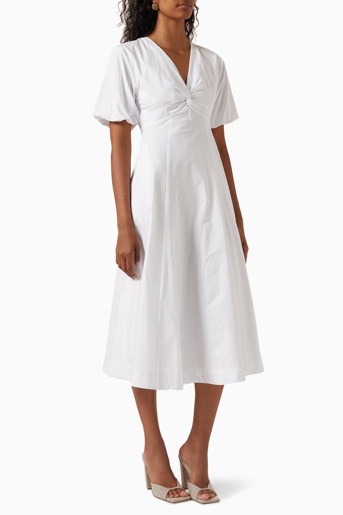 

Finley Midi Dress in Cotton Poplin, White