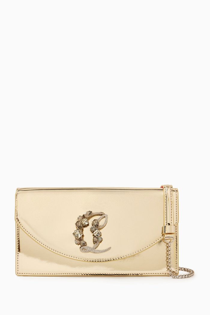 

Loubi54 Clutch in Metallic Leather, Gold