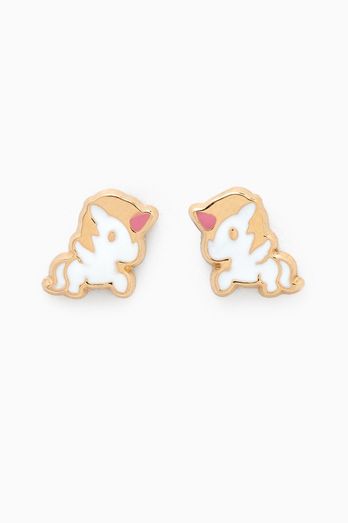 

Unicorn Enamel Earrings in 18kt Yellow Gold