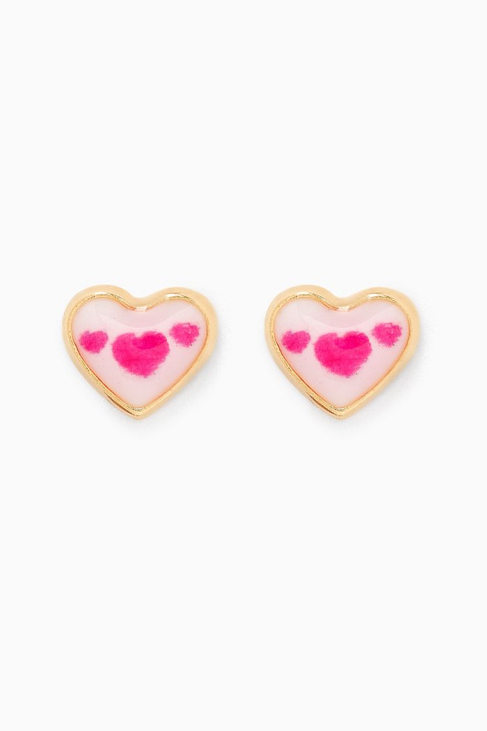 

Heart Enamel Stud Earrings in 18kt Yellow Gold