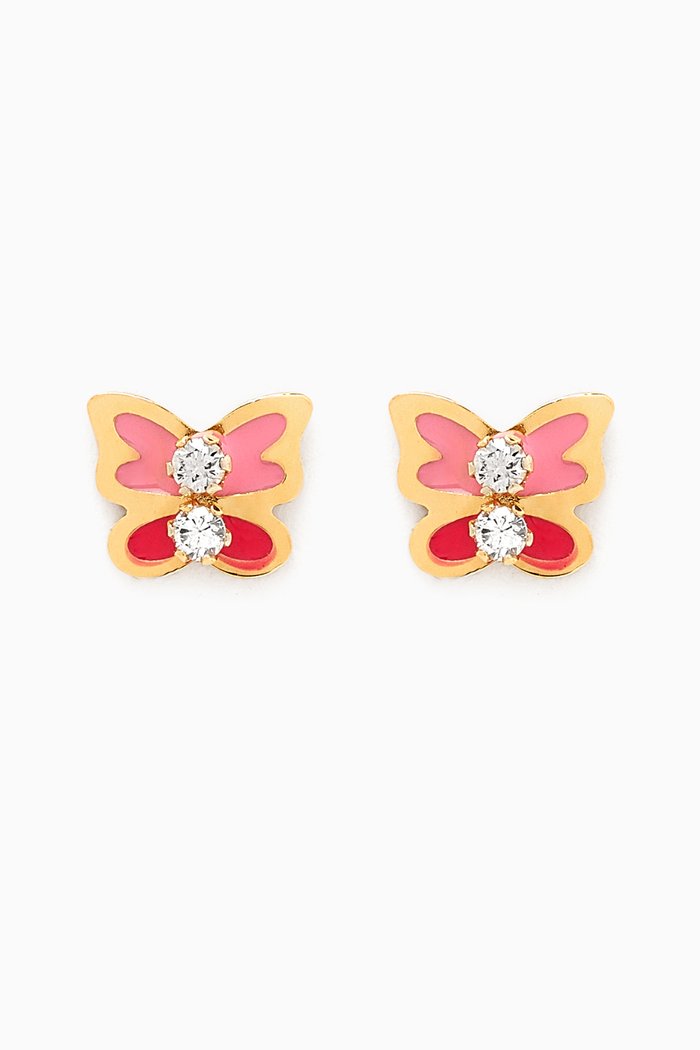 

Butterfly Diamond & Enamel Earrings in 18kt Yellow Gold