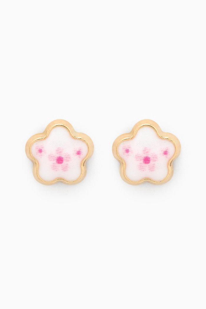 

Flower Enamel Stud Earrings in 18kt Yellow Gold