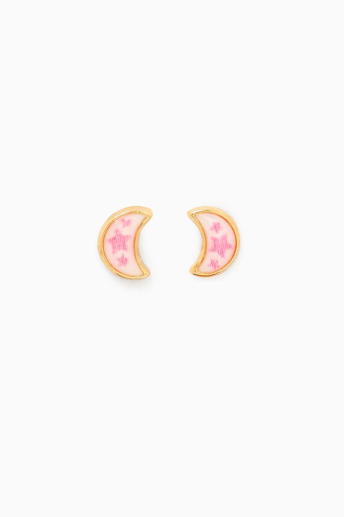 

Moon Enamel Stud Earrings in 18kt Yellow Gold