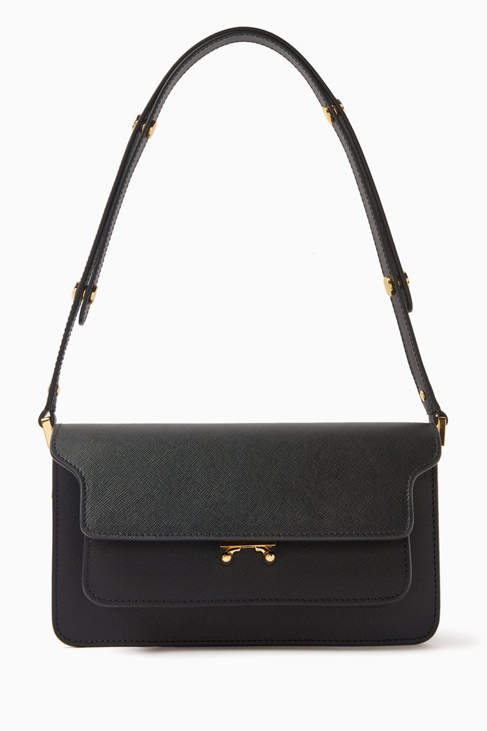 

East-West Trunk Bag in Saffiano Leather, Black
