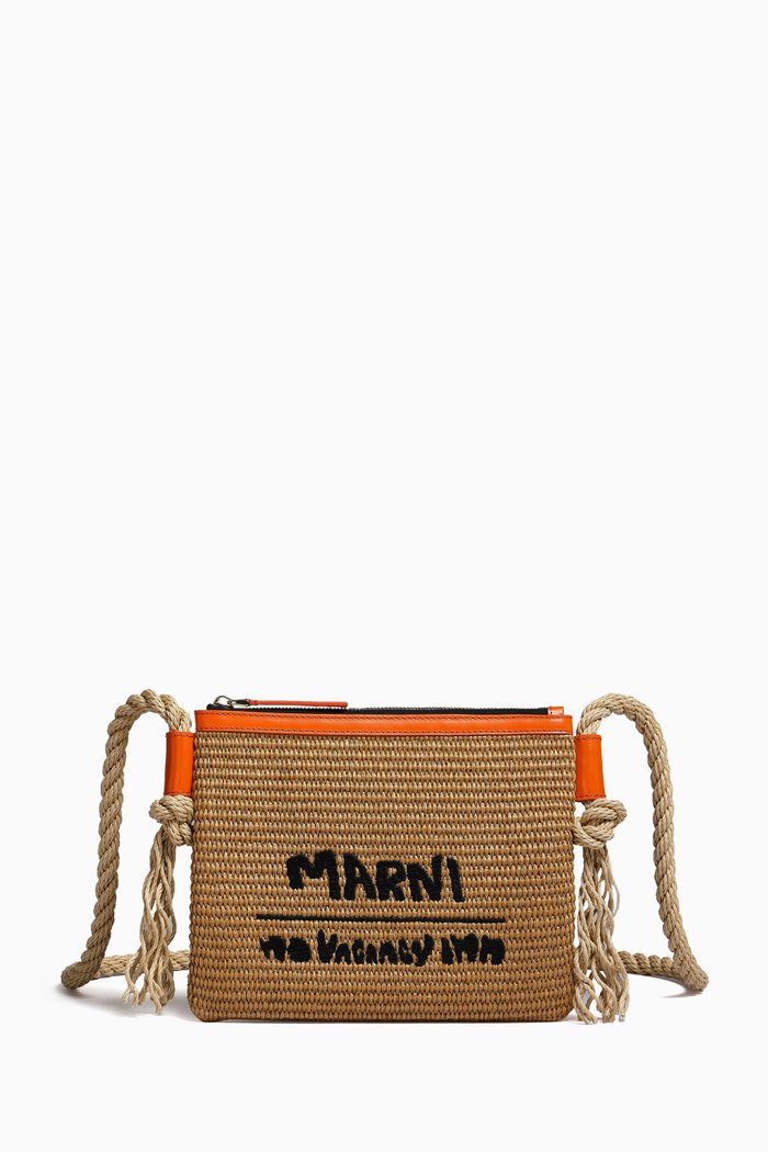 

Marni x No Vacancy Inn - Marcel Zip Pochette in Raffia, Multicolour
