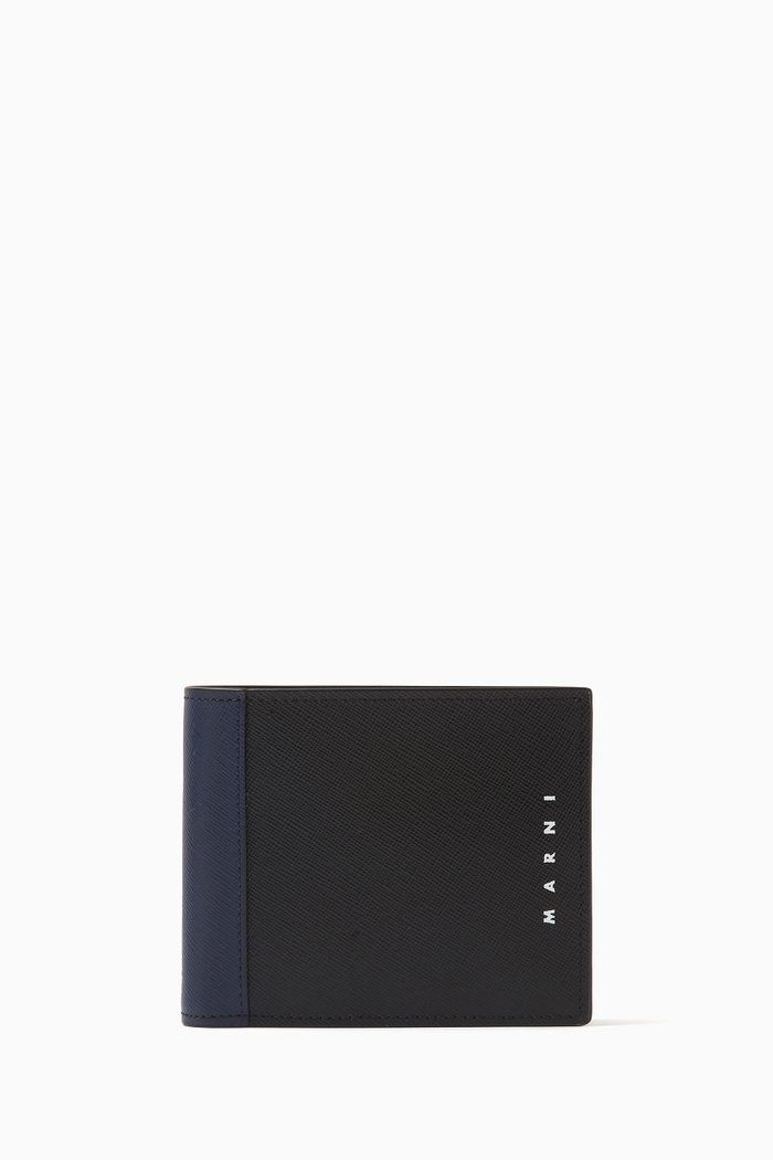 

East-West Bi-fold Wallet in Saffiano Leather, Multicolour