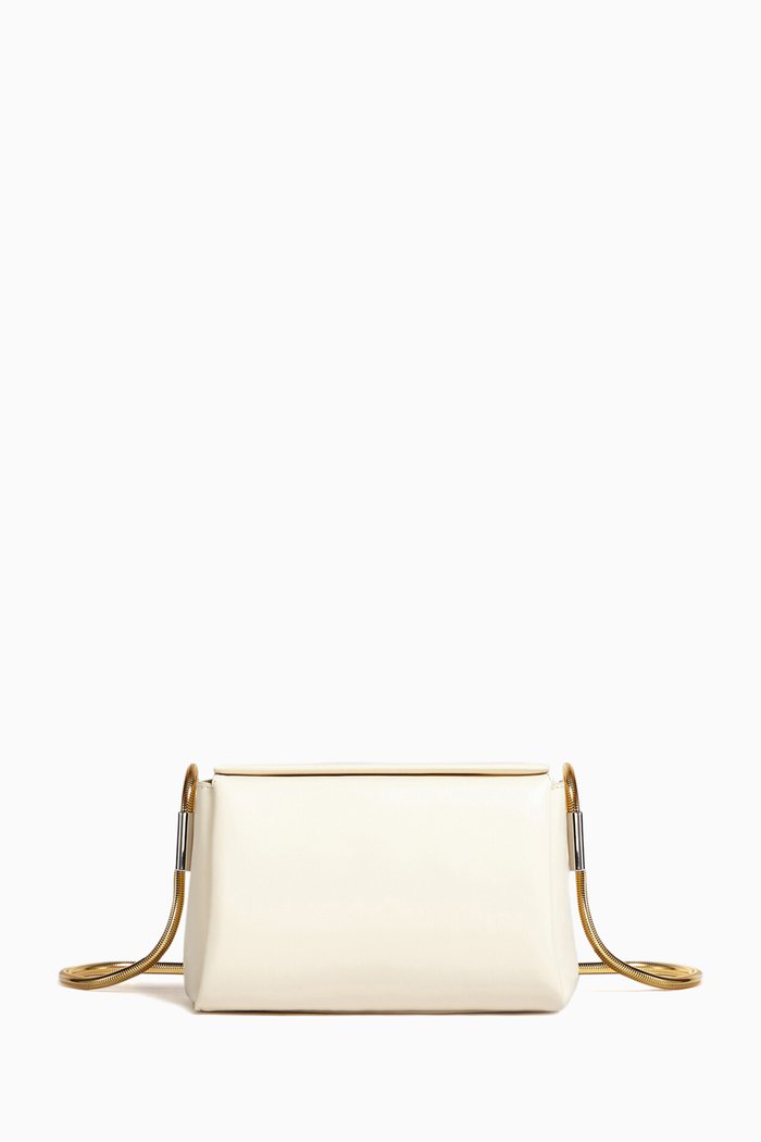 Small Toggle Crossbody Bag in Leather, Neutral