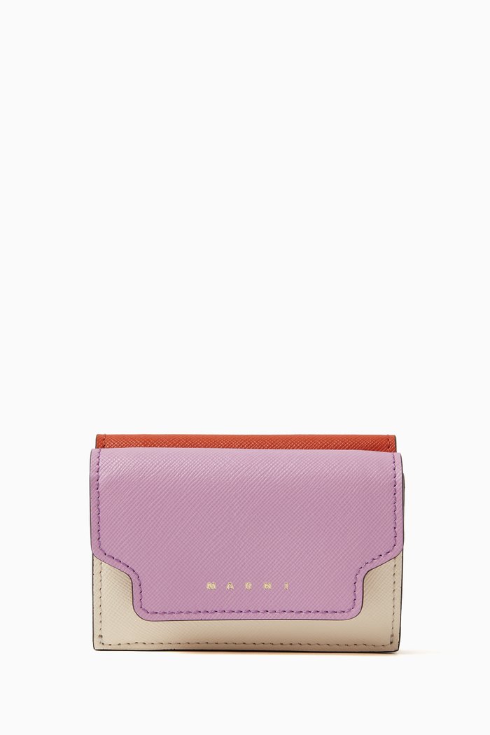 

Tri-fold Wallet in Saffiano Leather, Multicolour