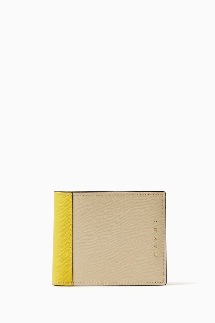 

East-West Bi-fold Wallet in Saffiano Leather, Multicolour