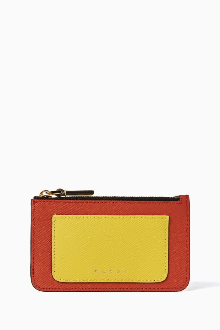 

Colour-block Card Holder in Leather, Multicolour