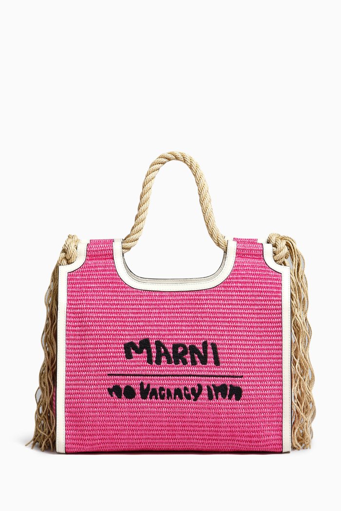 

x No Vacancy Inn Marcel Tote Bag in Raffia, Multicolour