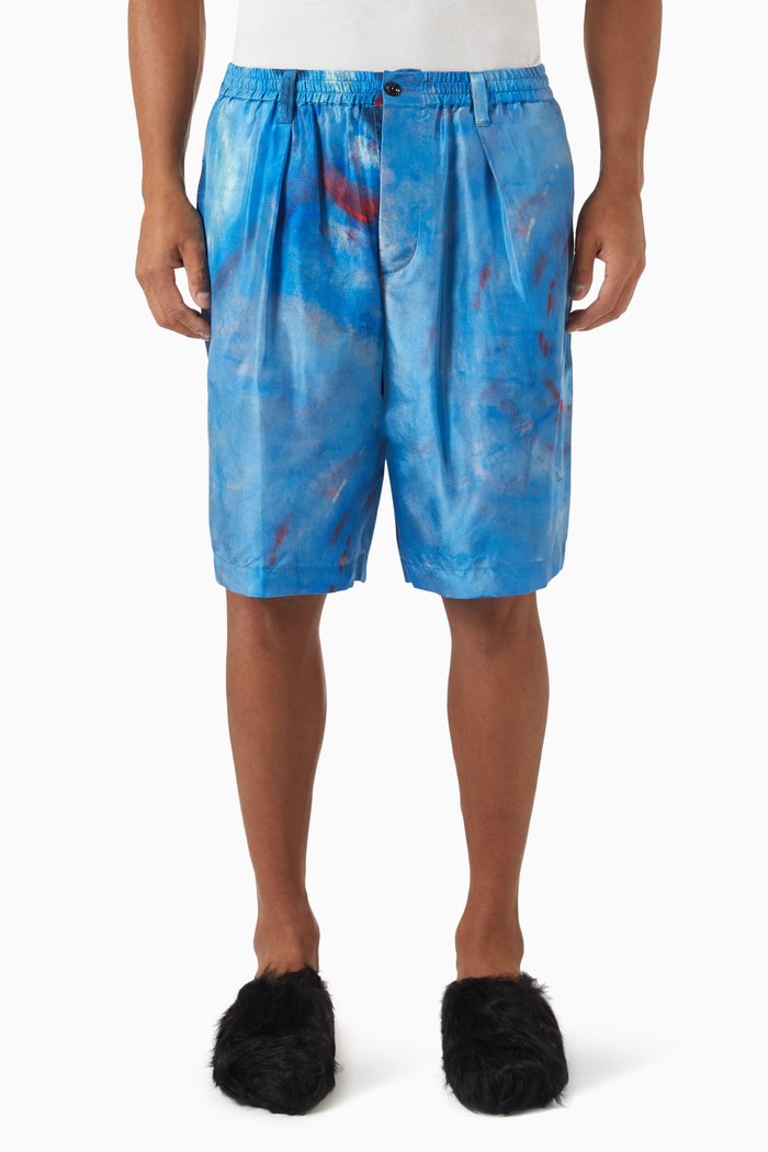

Painterly Shorts in Silk, Blue