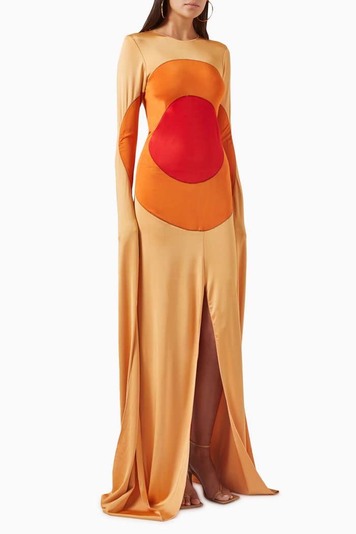 

Bodycon Maxi Dress in Stretch Viscose-jersey, Orange