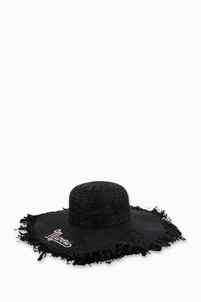 

Logo-embroidered Hat in Paper Raffia, Black