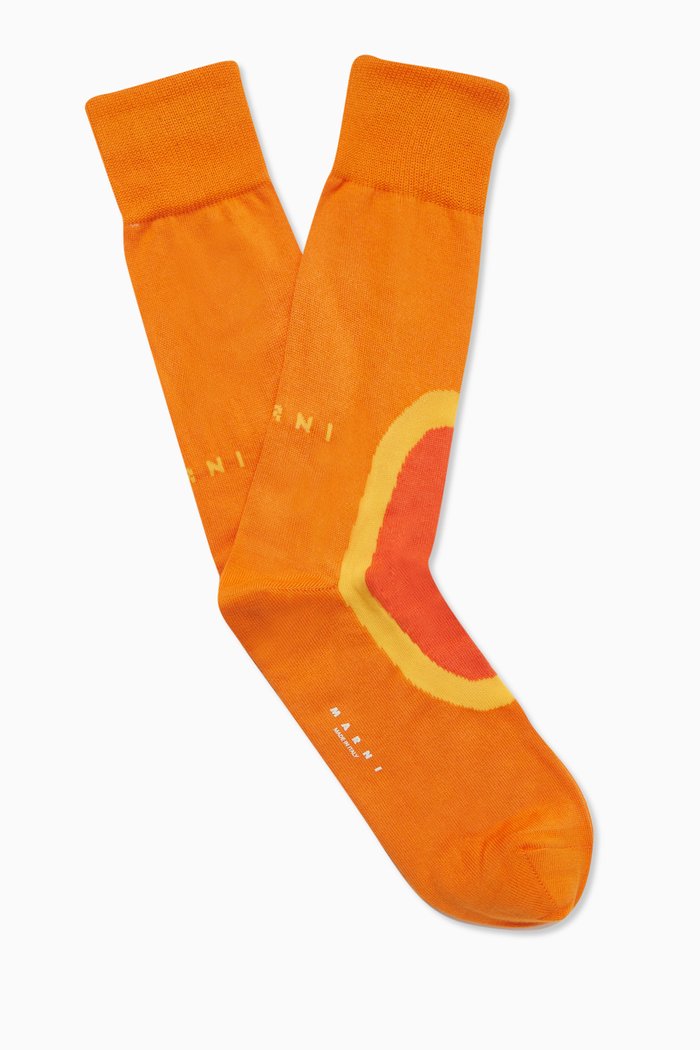 

Logo Embroidered Socks in Cotton Blend, Orange