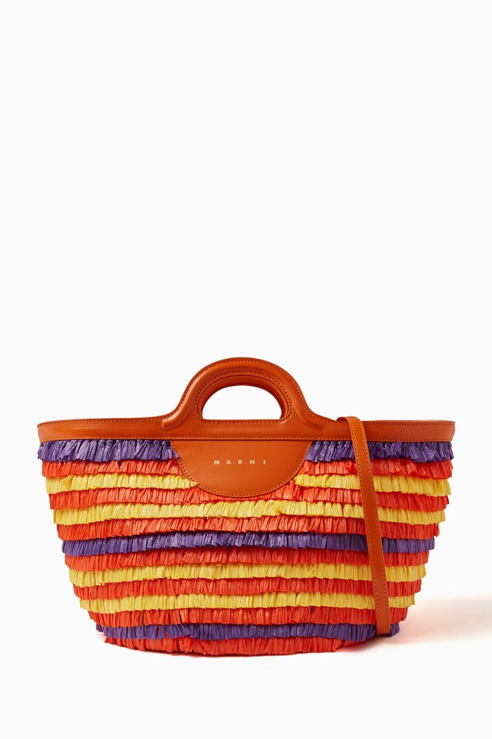 

Tropicalia Fringed Bag in Raffia & Leather, Multicolour
