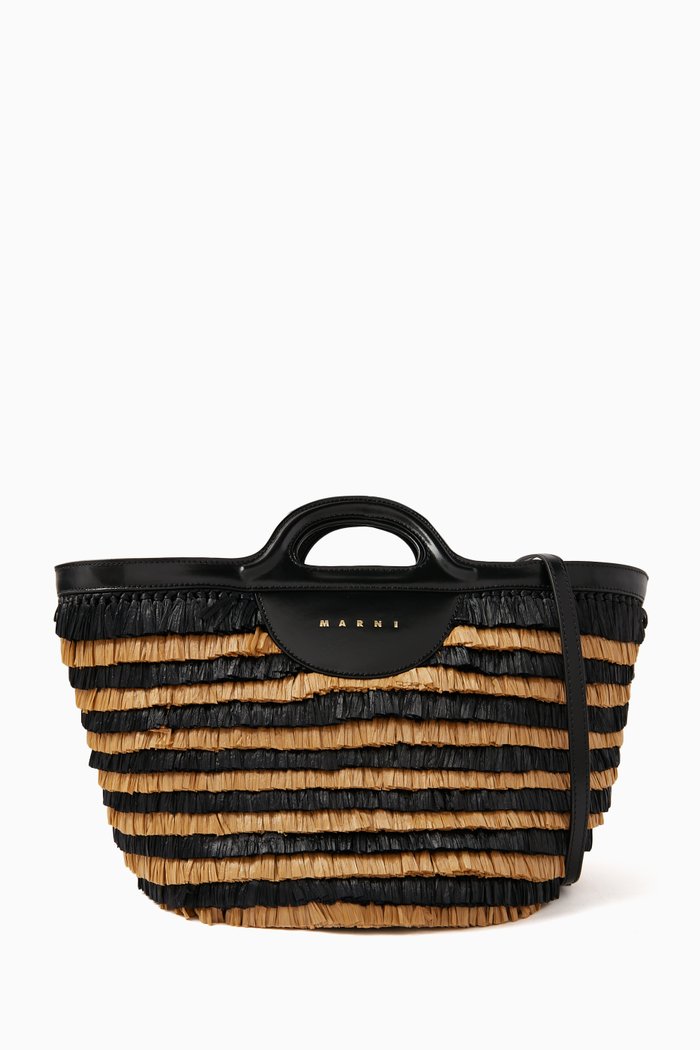 

Tropicalia Fringed Bag in Raffia & Leather, Multicolour