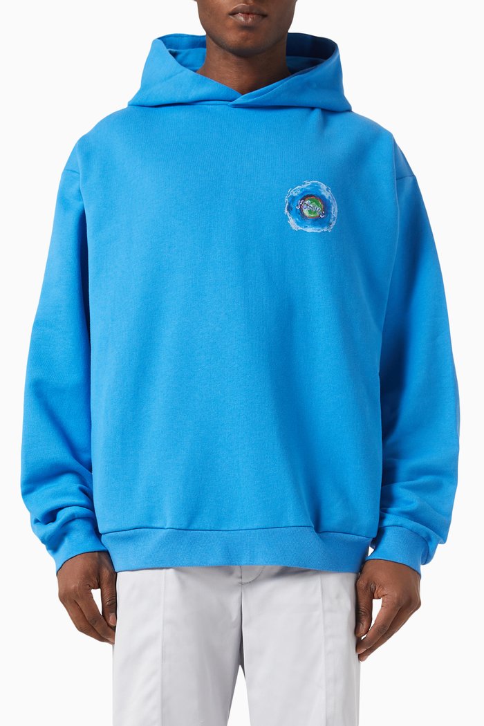 

Logo Hoodie in Cotton Terry, Blue