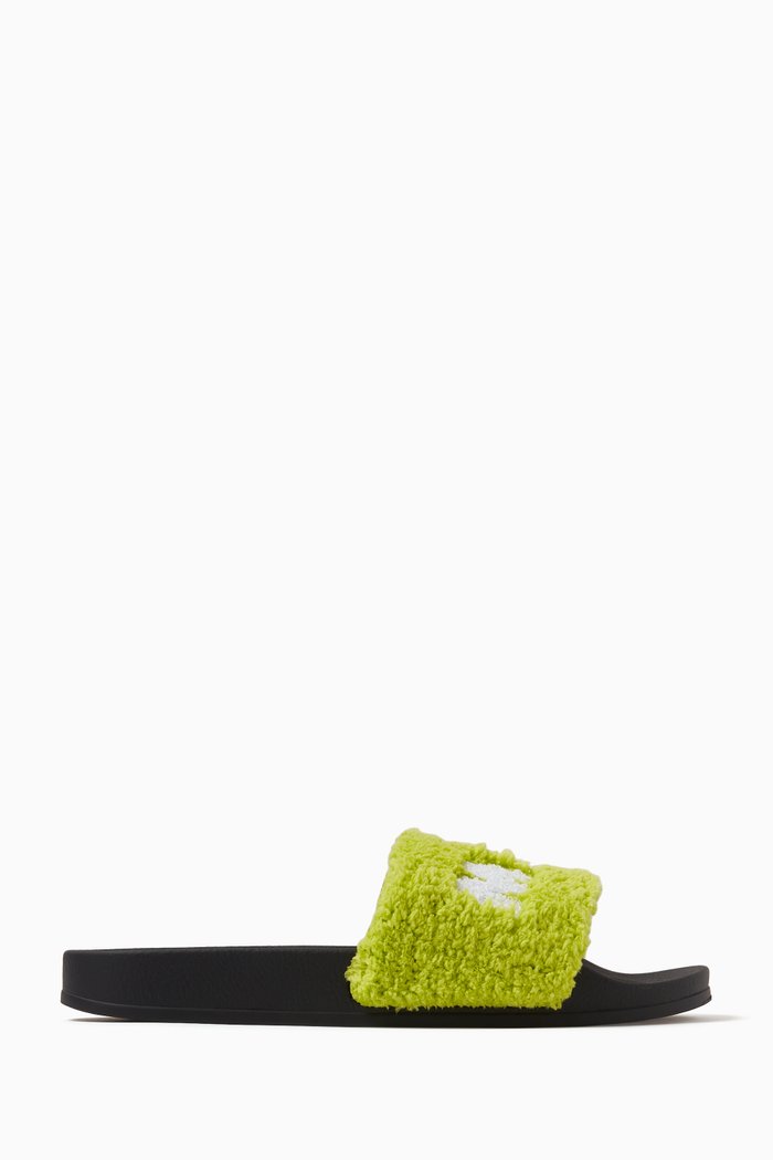 

Logo Shearling Slides in Rubber, Multicolour