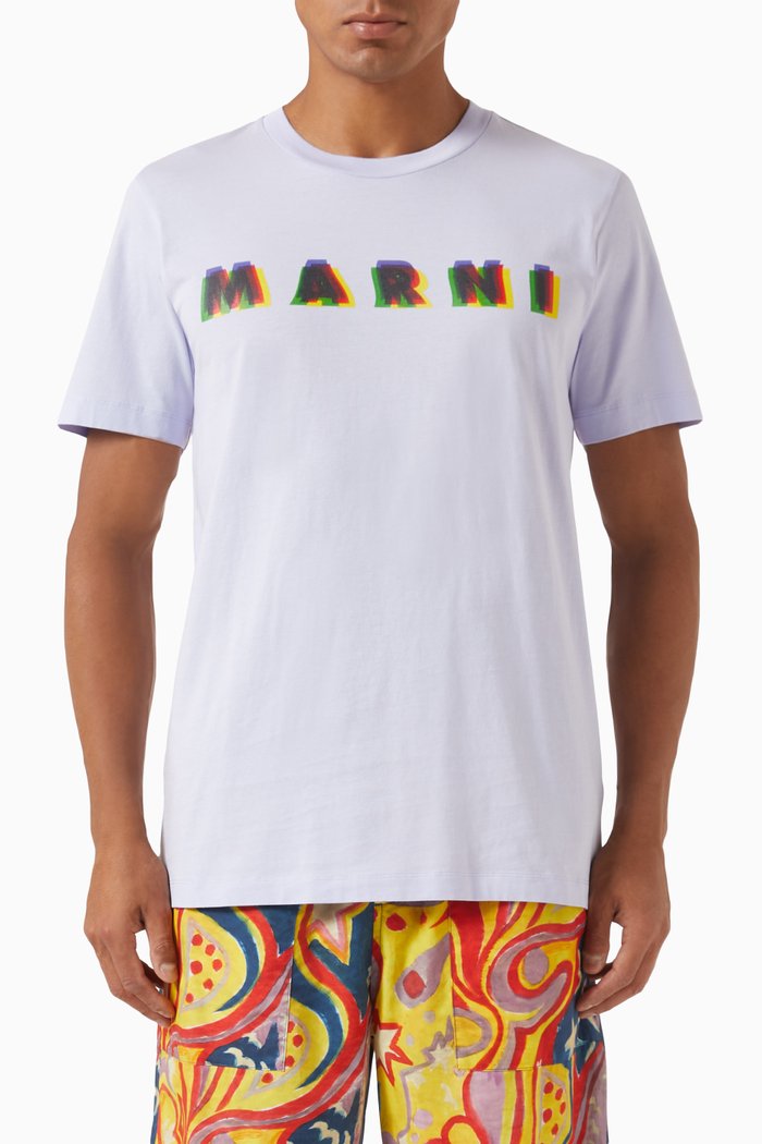 

Printed T-shirt in Cotton Jersey, Blue