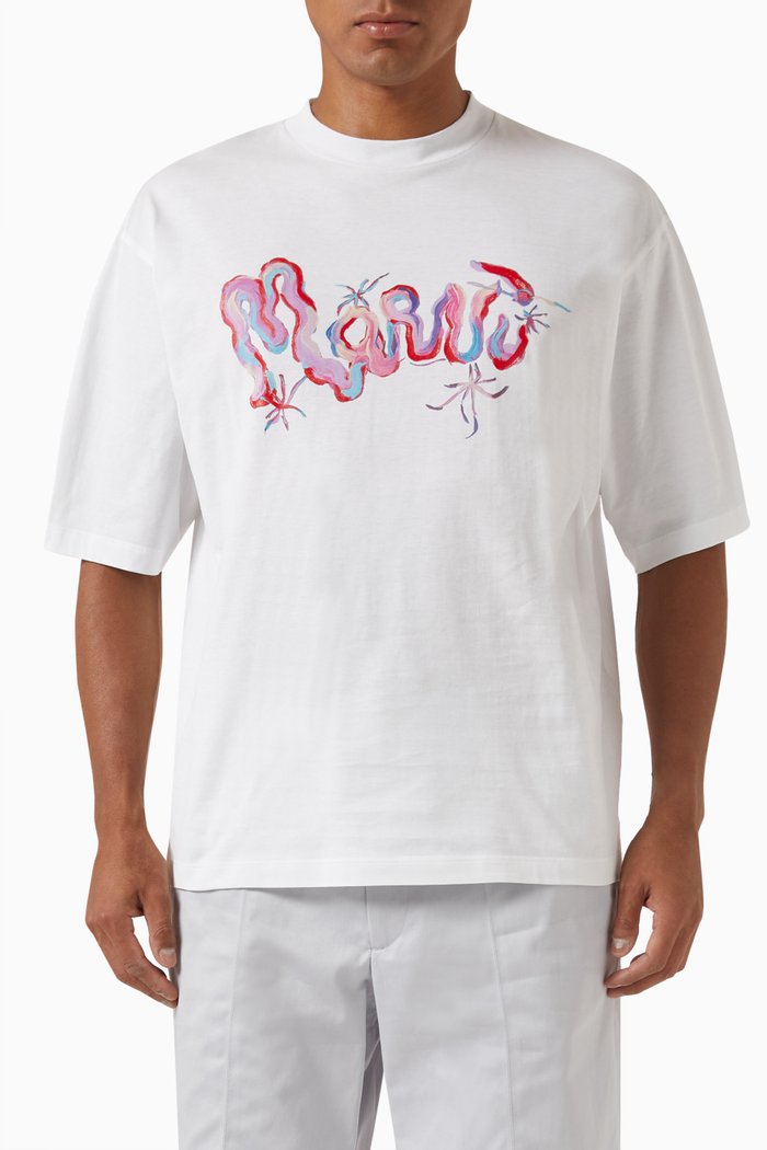 

Printed T-shirt in Cotton Jersey, White