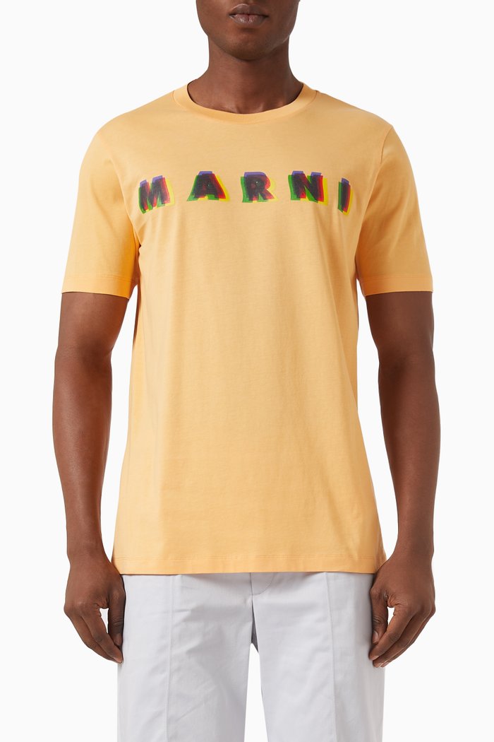 

Printed T-shirt in Cotton Jersey, Orange
