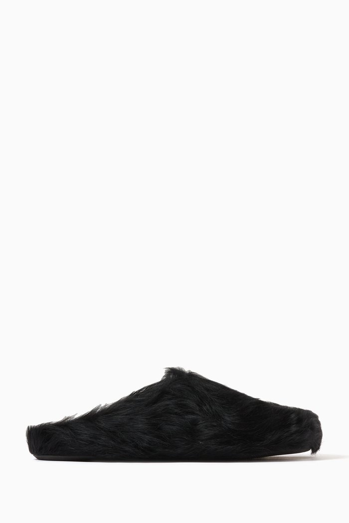 

Fur Sabot in Leather, Black