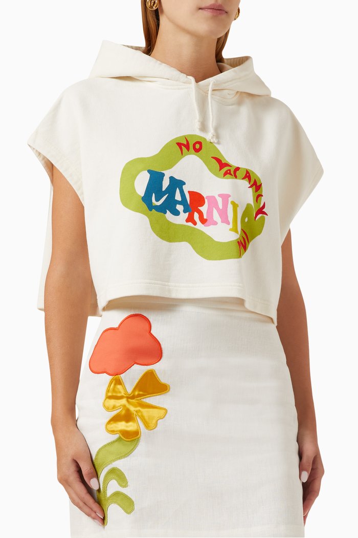 

x No Vacancy Inn Cropped Hoodie, White