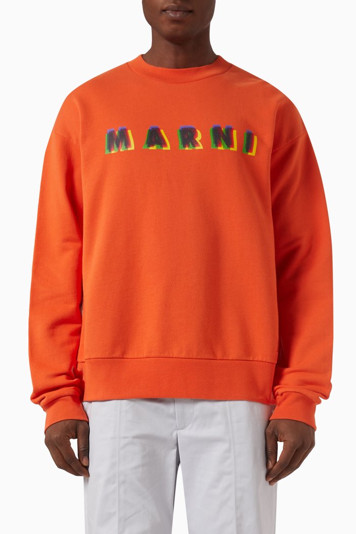 Logo Sweatshirt in Cotton, Orange