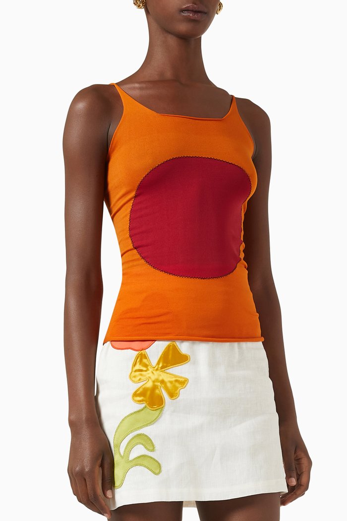 

Cirular-patch Tank Top in Nylon, Orange