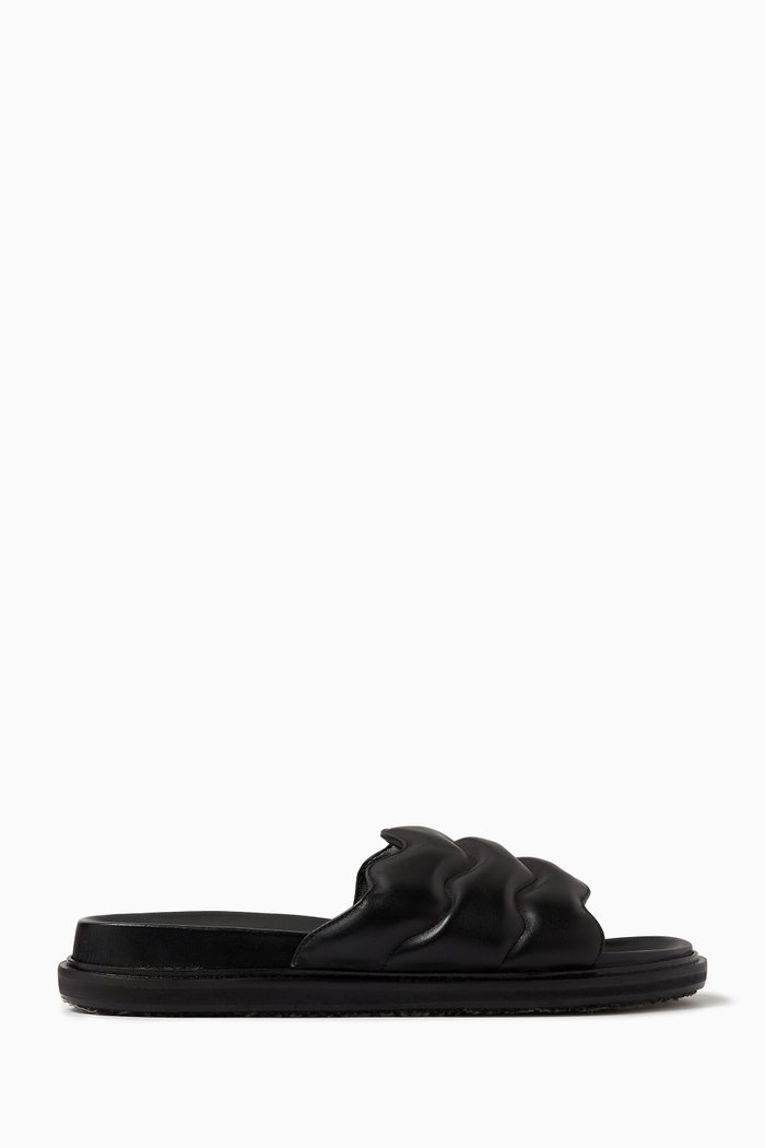 

Fussbett Slides in Buffed Leather, Black
