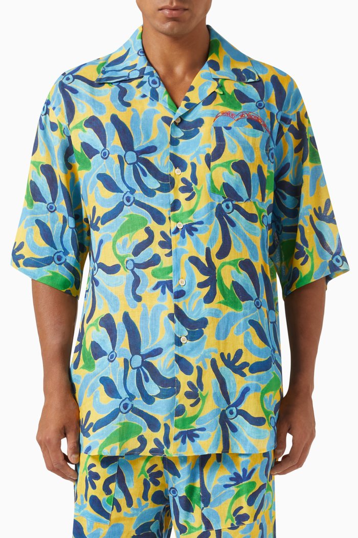 

Printed Shirt in Cotton Blend, Blue