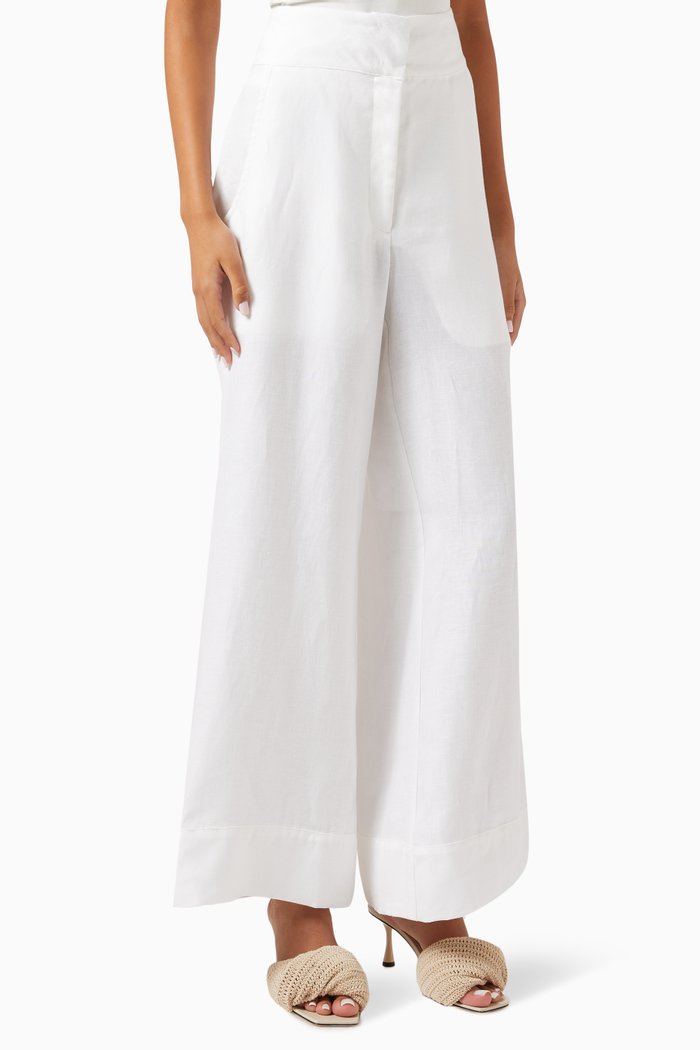 Palmera Wide-leg Pants in Linen, White