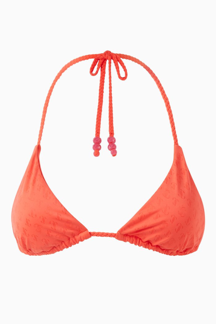 

Ariah Monogram Triangle Bikini Top in Nylon, Orange