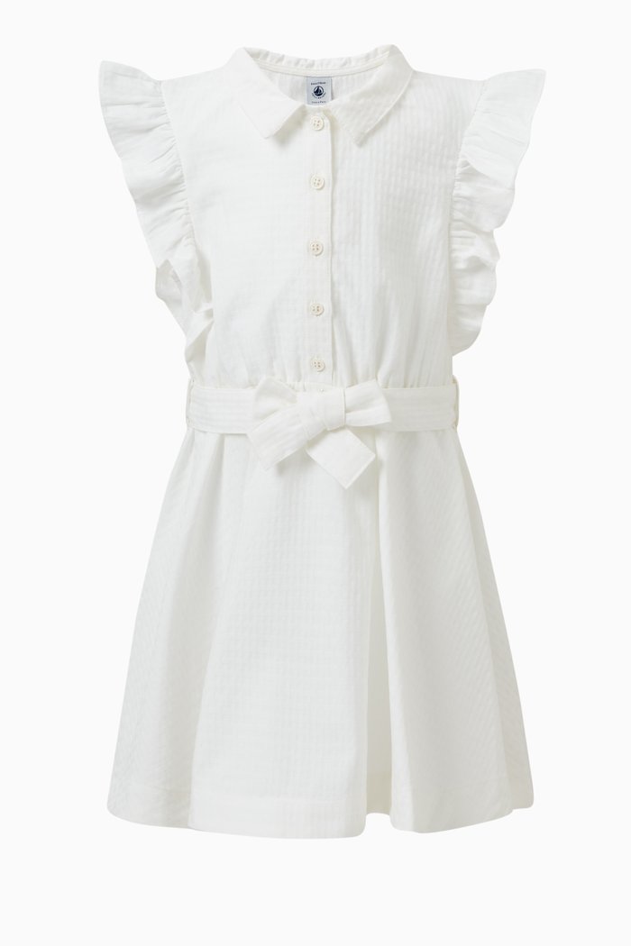 

Seersucker Dress in Cotton, White